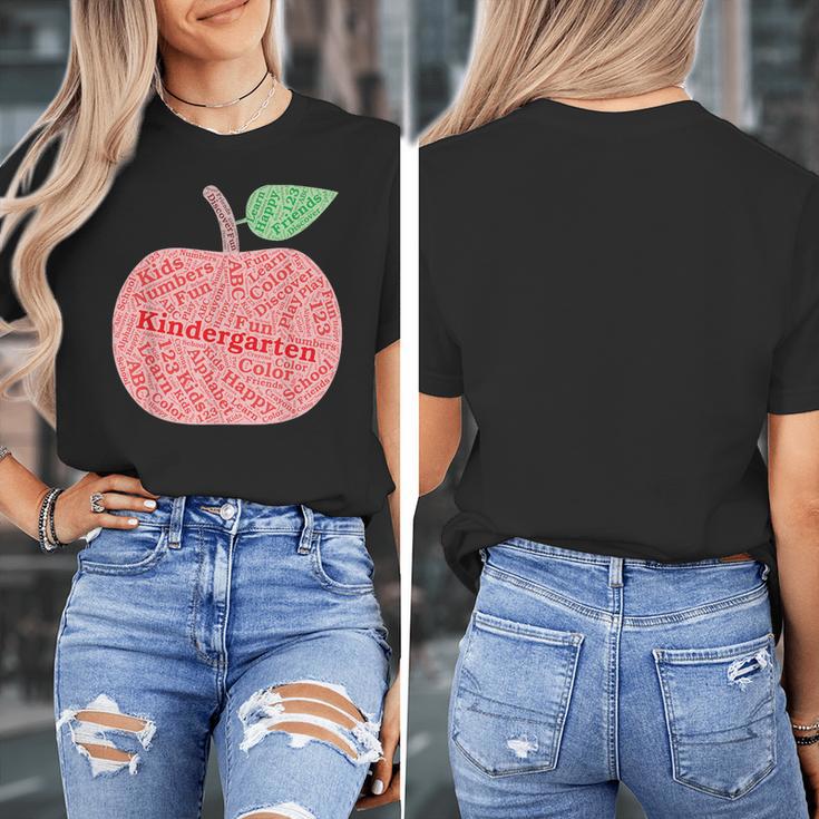 Kindergarten Apple Word Art For Teachers & Students Women's T-Shirt, funny design Kindergarten Apple Word Art For Teachers & Students Women's T-Shirt, funny design