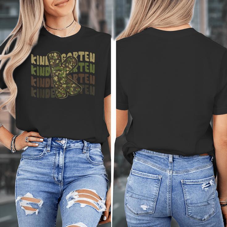 Kindergarten Camo Camouflage Boy Teacher Back To School Women's T-Shirt, funny design Kindergarten Camo Camouflage Boy Teacher Back To School Women's T-Shirt, funny design