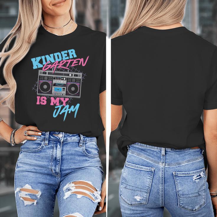 Kindergarten Is My Jam Vintage 80s Boombox Teacher Student Women's T-Shirt, funny design