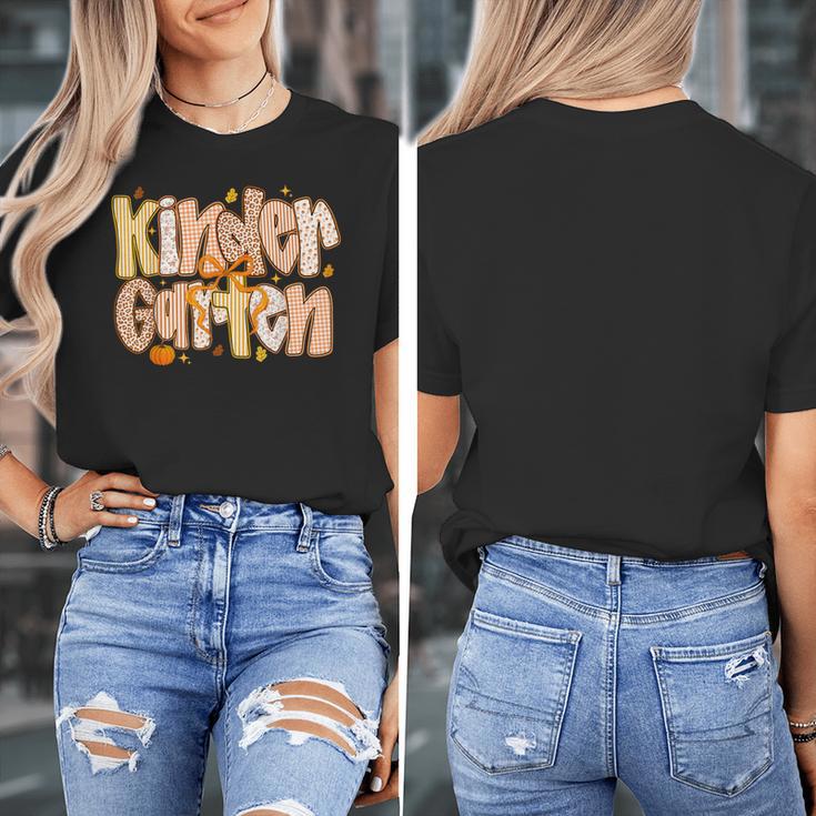 Kindergarten Teacher Fall Pumpkin Autumn Cute Women's T-Shirt, funny design Kindergarten Teacher Fall Pumpkin Autumn Cute Women's T-Shirt, funny design