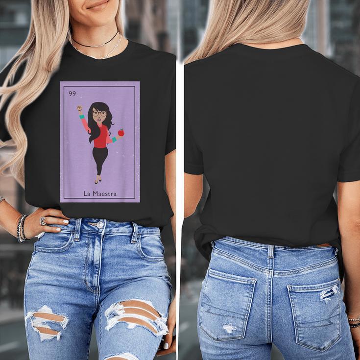 La Maestra Mexican Bingo Card Teacher Lottery Card Women's T-Shirt, funny design
