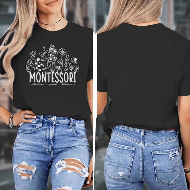 Learn Grow Bloom Wildflowers Appreciation Montessori Teacher Women's T-Shirt, funny design Learn Grow Bloom Wildflowers Appreciation Montessori Teacher Women's T-Shirt, funny design