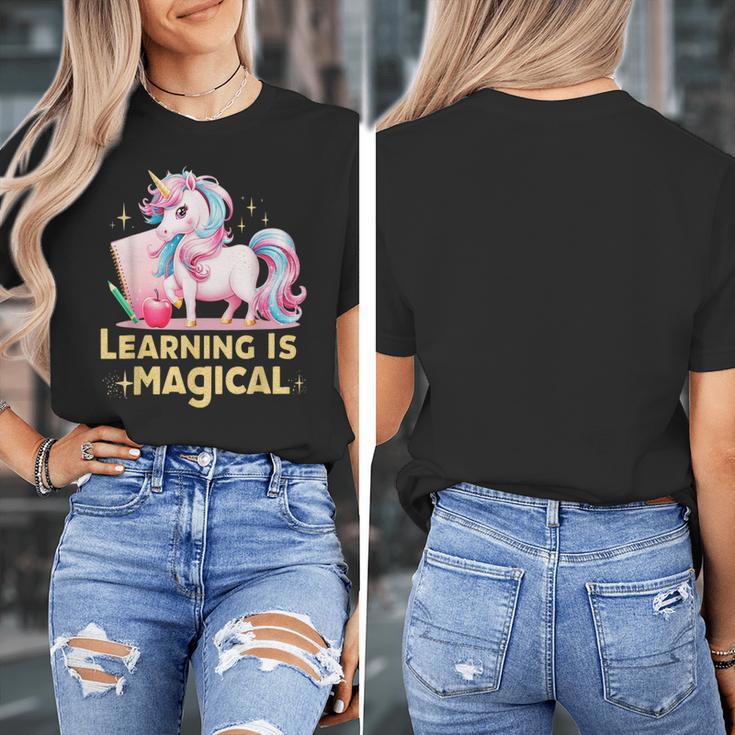 LEARNING IS MAGICAL TEACHER UNICORN BACK TO SCHOOL UNICORN Women's T-Shirt, funny design LEARNING IS MAGICAL TEACHER UNICORN BACK TO SCHOOL UNICORN Women's T-Shirt, funny design
