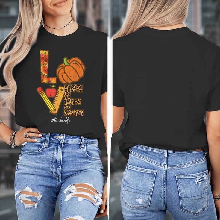 Leopard Pumpkin Love Teacher Life Thanksgiving Fall Women Women's T-Shirt, funny design Leopard Pumpkin Love Teacher Life Thanksgiving Fall Women Women's T-Shirt, funny design
