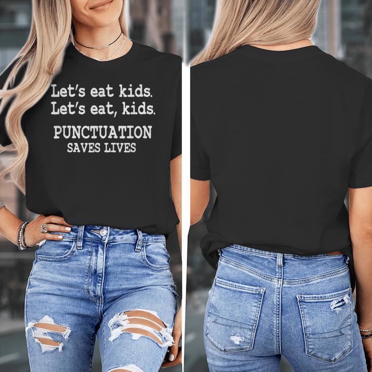 Let's Eat Kids Punctuation Saves Lives Teacher Women's T-Shirt, funny design Let's Eat Kids Punctuation Saves Lives Teacher Women's T-Shirt, funny design