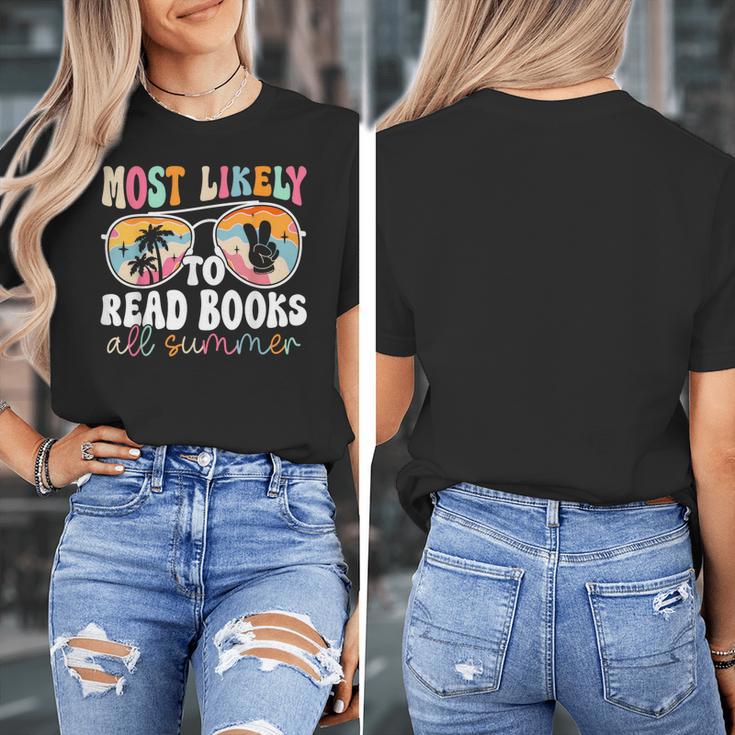 Most Likely To Read Books All Summer Teacher Student Women's T-Shirt, funny design Most Likely To Read Books All Summer Teacher Student Women's T-Shirt, funny design