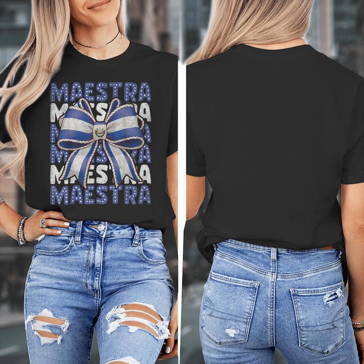 Maestra El Salvador Coquette Bow Hispanic Spanish Teacher Women's T-Shirt, funny design Maestra El Salvador Coquette Bow Hispanic Spanish Teacher Women's T-Shirt, funny design