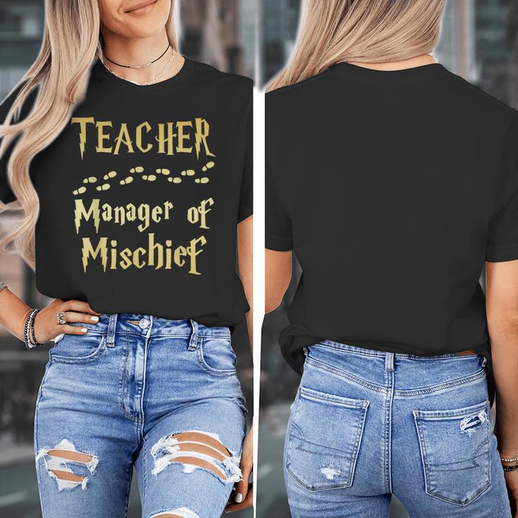 Magical Teacher Manager Of Mischief Birthday Family Party Women's T-Shirt, funny design
