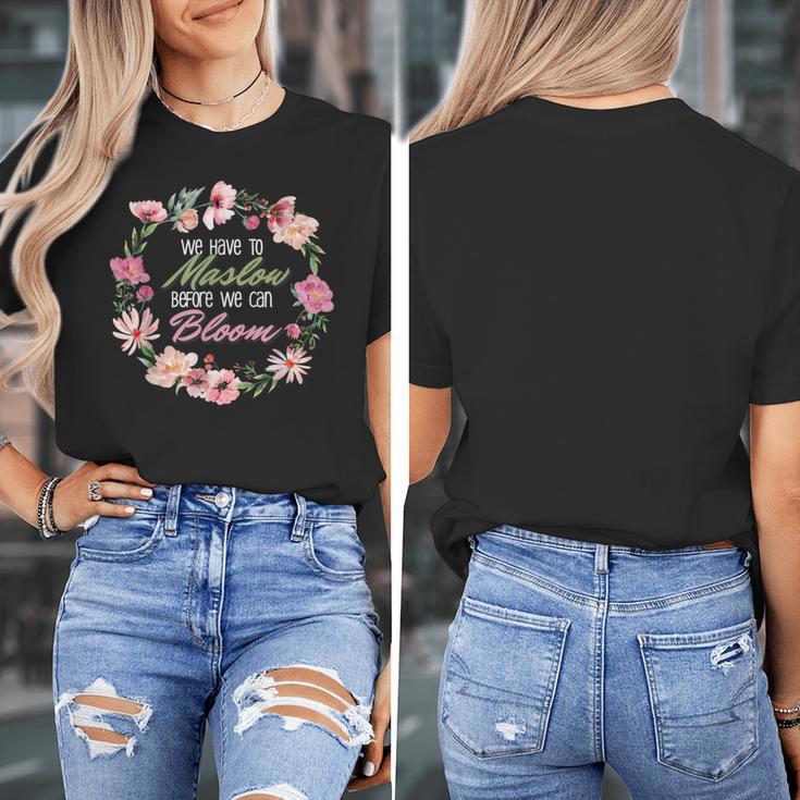 Maslow Before Blooms SPED Teacher School Psychologist Retro Men Women Women's T-Shirt, funny design