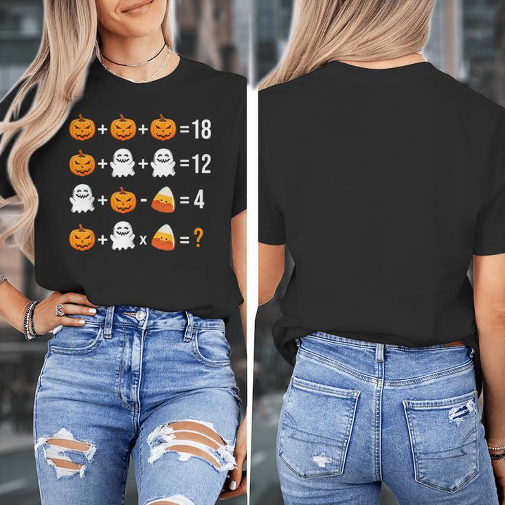 Math Teacher Halloween Equation Pumpkin Ghost Candy Corn Women's T-Shirt, funny design Math Teacher Halloween Equation Pumpkin Ghost Candy Corn Women's T-Shirt, funny design