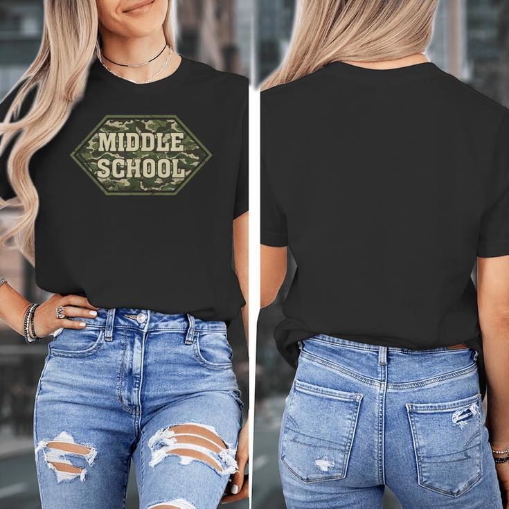 Middle School Camo Retro Back To School Teachers Women's T-Shirt, funny design Middle School Camo Retro Back To School Teachers Women's T-Shirt, funny design