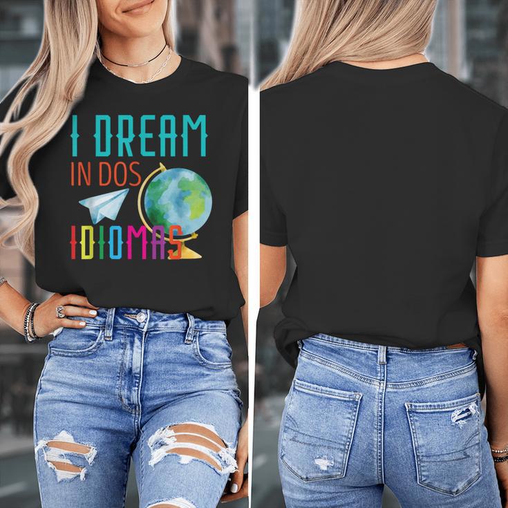 Multilingual Teacher In Dos Idiomas Linguist Language Women's T-Shirt, funny design Multilingual Teacher In Dos Idiomas Linguist Language Women's T-Shirt, funny design