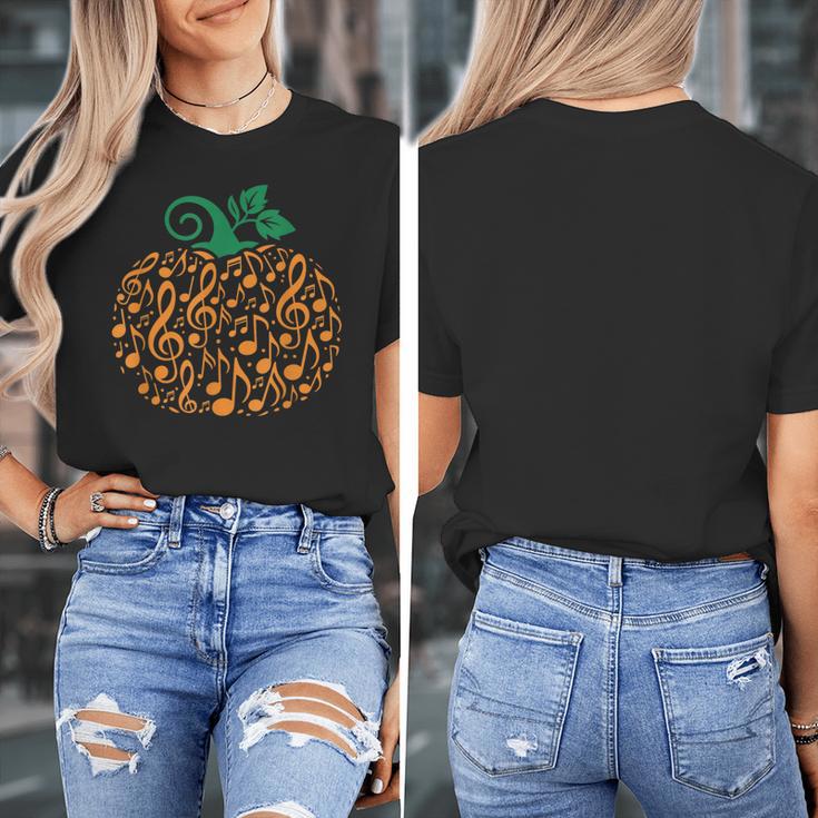 Music Notes Pumpkin Music Teacher Halloween Women's T-Shirt, funny design
