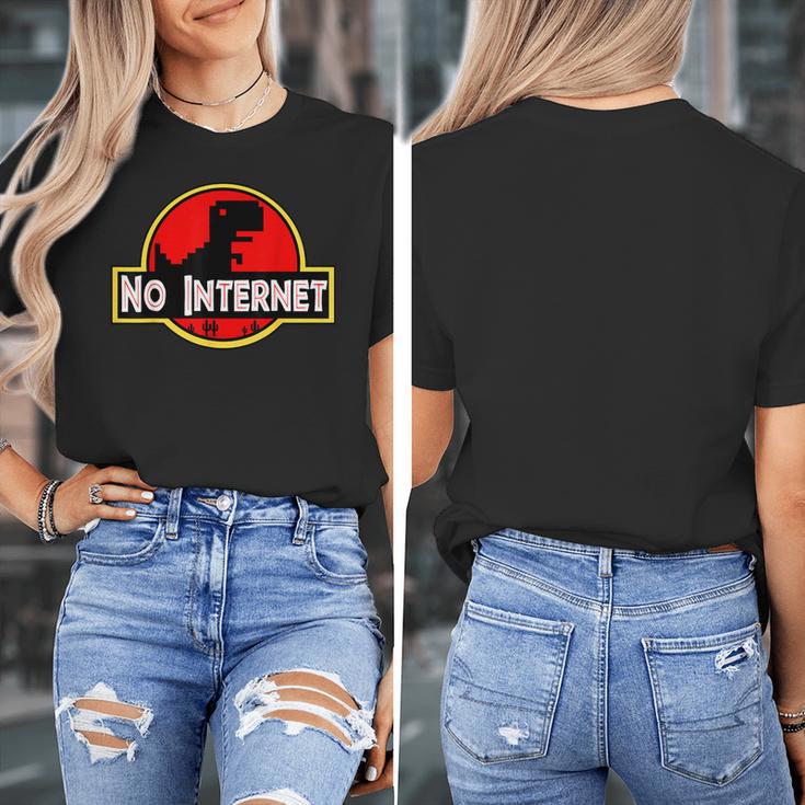 Nerdy No Internet Dinosaur Computer Science Teacher Women's T-Shirt, Internet Gifts, Science Teacher Gifts, funny design