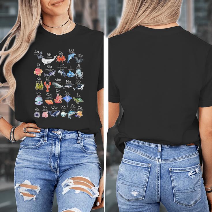 Ocean Animals Alphabet Cute Sea Life ABC Marine Kids Teacher Women's T-Shirt, funny design