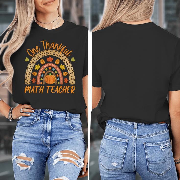 One Thankful Math Teacher Thanksgiving Autumn Fall Rainbow Women's T-Shirt, funny design