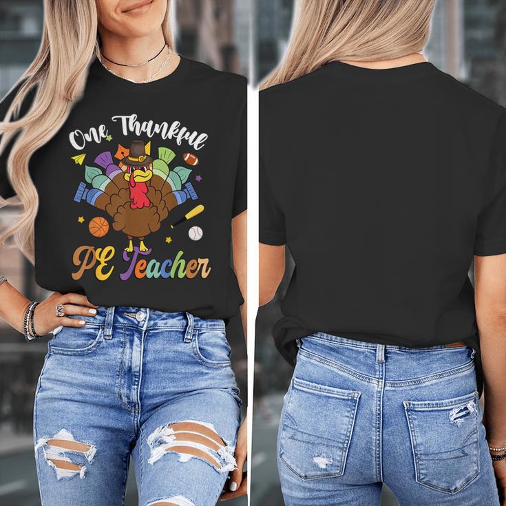 One Thankful PE Teacher Turkey Thanksgiving -Adults & Kids Classic Fit Polyester 100 Short Sleeve Women's T-Shirt, Pe Teacher Gifts, funny design One Thankful PE Teacher Turkey Thanksgiving -Adults & Kids Classic Fit Polyester 100 Short Sleeve Women's T-Shirt, Pe Teacher Gifts, funny design