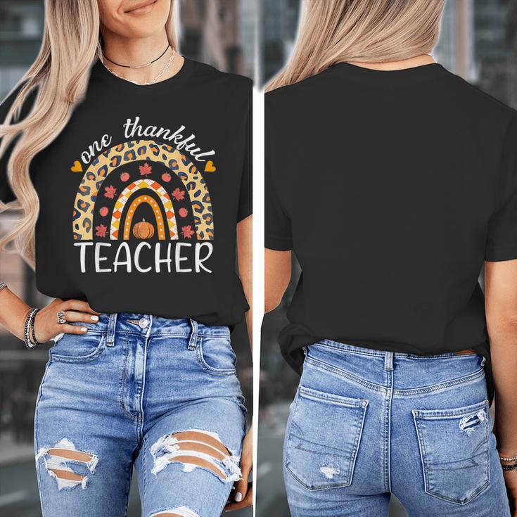 One Thankful Teacher Thanksgiving Rainbow Leopard Fall Women's T-Shirt, funny design One Thankful Teacher Thanksgiving Rainbow Leopard Fall Women's T-Shirt, funny design