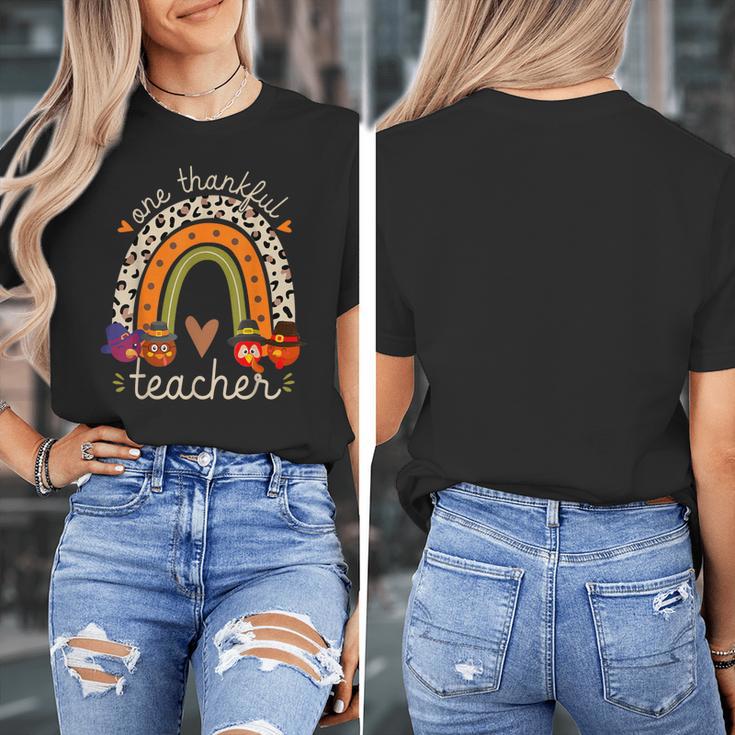 One Thankful Teacher Thanksgiving Turkey Rainbow Fall Women's T-Shirt, funny design One Thankful Teacher Thanksgiving Turkey Rainbow Fall Women's T-Shirt, funny design