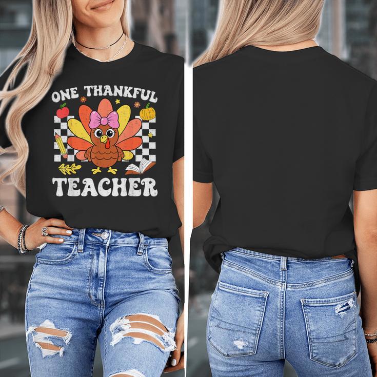 One Thankful Teacher Turkey Thanksgiving Teaching Women's T-Shirt, funny design