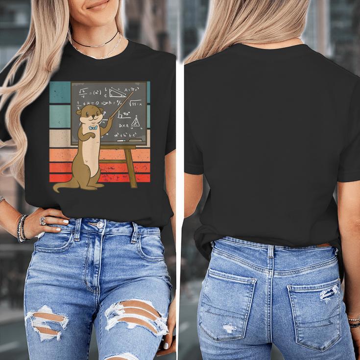 Otter Professor Teacher Teaching Maths Mathematics Women's T-Shirt, funny design