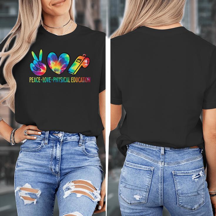Peace Love Physical Education Tie Dye Sports PE Teacher Women's T-Shirt, Pe Teacher Gifts, funny design