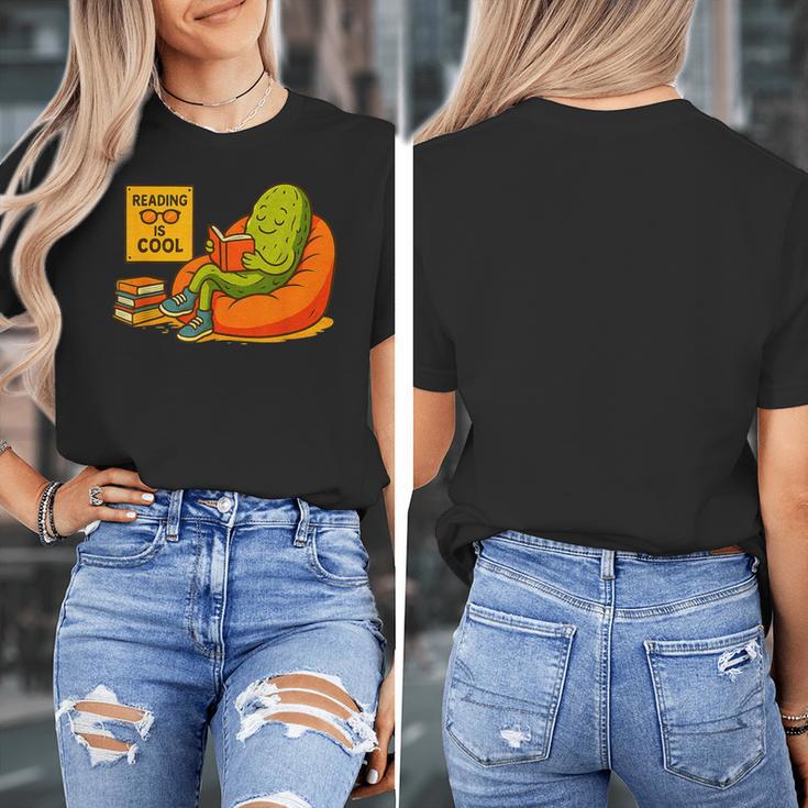 Pickle Reading Books Bookworm Teacher Librarian Kids Retro Women's T-Shirt, funny design Pickle Reading Books Bookworm Teacher Librarian Kids Retro Women's T-Shirt, funny design