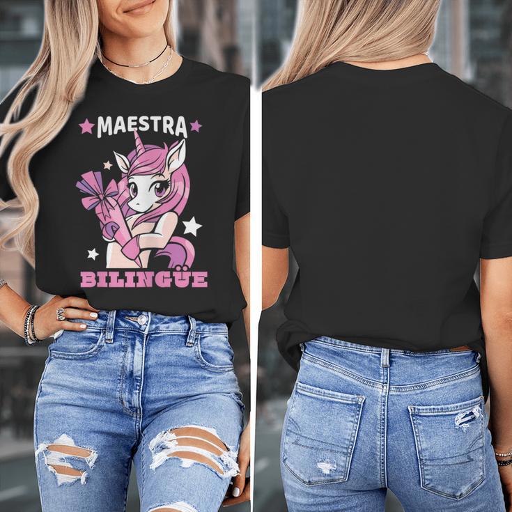 Pink Unicorn Spanish Teacher Regalos Para Bilingue Teacher Women's T-Shirt, funny design Pink Unicorn Spanish Teacher Regalos Para Bilingue Teacher Women's T-Shirt, funny design