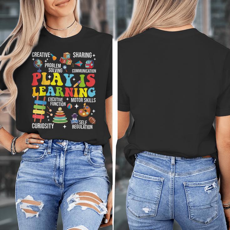 Play Is Learning Kindergarten Preschool Teacher Appreciation Women's T-Shirt, funny design