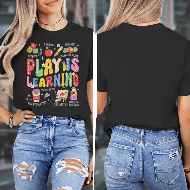 Play Is Learning Teacher First Day Of School Back To School Women's T-Shirt, funny design