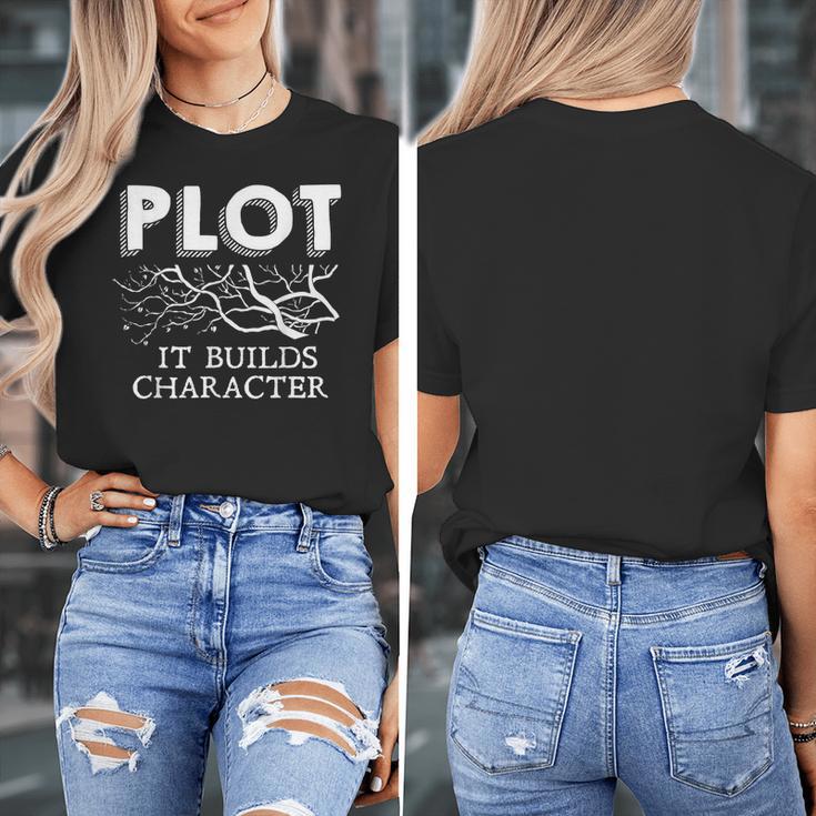 Plot It Builds Character Book Reading Teacher Women's T-Shirt, funny design Plot It Builds Character Book Reading Teacher Women's T-Shirt, funny design