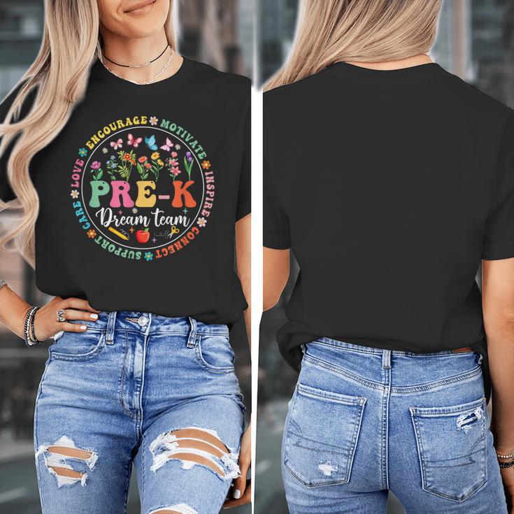 Pre-K Dream Team Back To School Teacher Flower Women's T-Shirt, funny design Pre-K Dream Team Back To School Teacher Flower Women's T-Shirt, funny design
