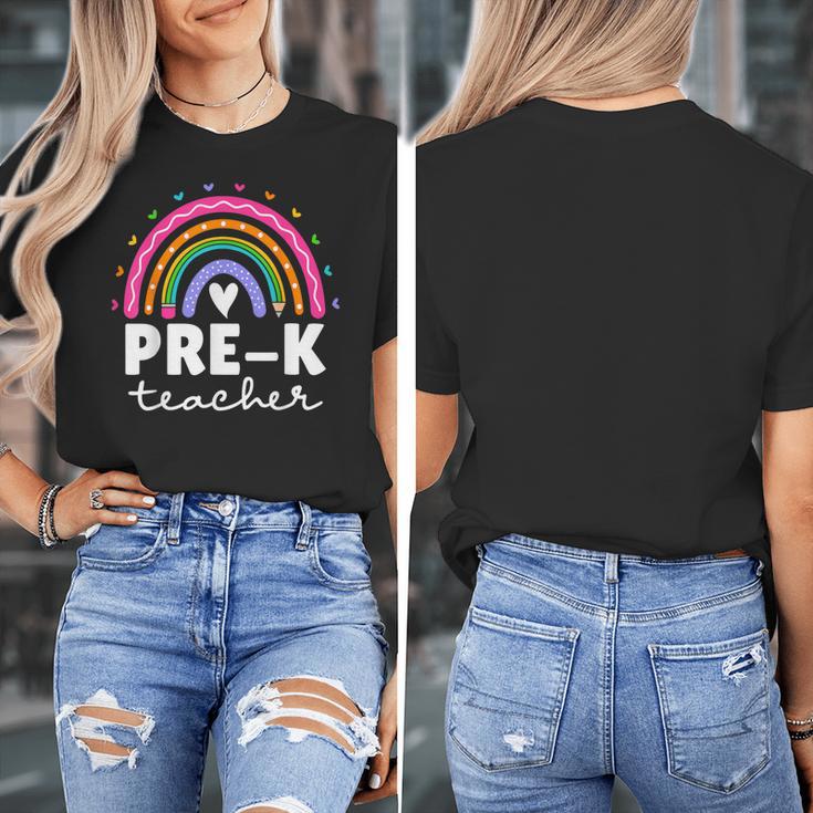 Pre-K Teacher Cute Pre Kindergarten For Teachers Rainbow For Men Women Kids Women's T-Shirt, funny design