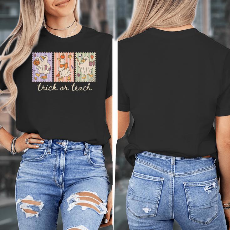 Preppy Goose Teacher Trick Or Teach Halloween Teacher Goose Women's T-Shirt, funny design Preppy Goose Teacher Trick Or Teach Halloween Teacher Goose Women's T-Shirt, funny design