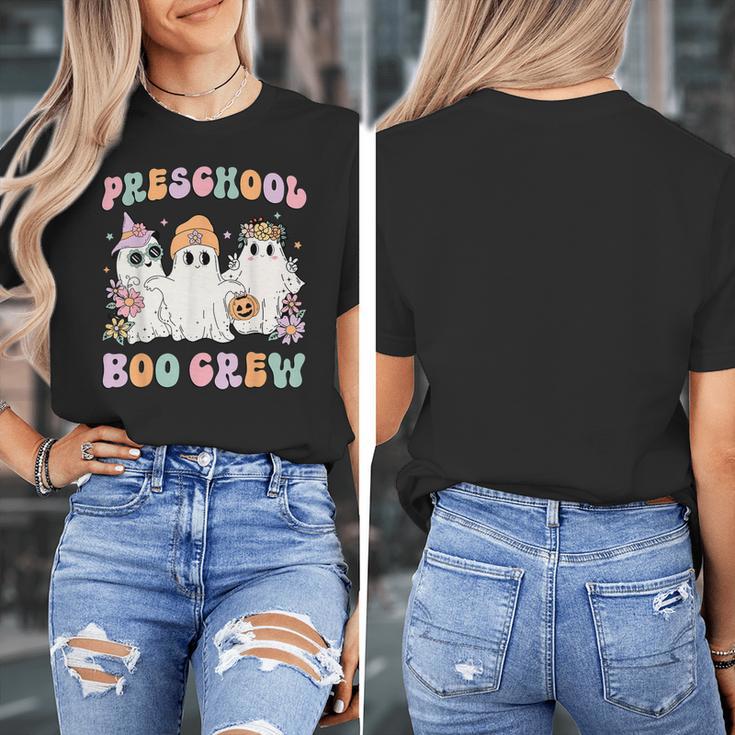 Preschool Boo Crew Groovy Halloween Floral Ghost Teacher Men Women Kids Women's T-Shirt, Groovy Teacher Gifts, funny design Preschool Boo Crew Groovy Halloween Floral Ghost Teacher Men Women Kids Women's T-Shirt, Groovy Teacher Gifts, funny design