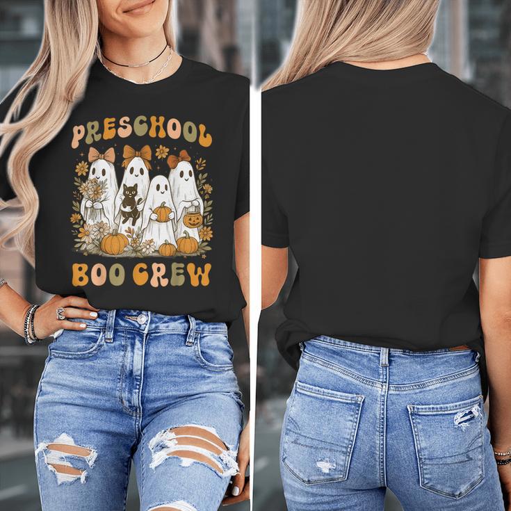 Preschool Boo Crew Teacher Kids Halloween Ghost Cat Pumpkin Women's T-Shirt, funny design
