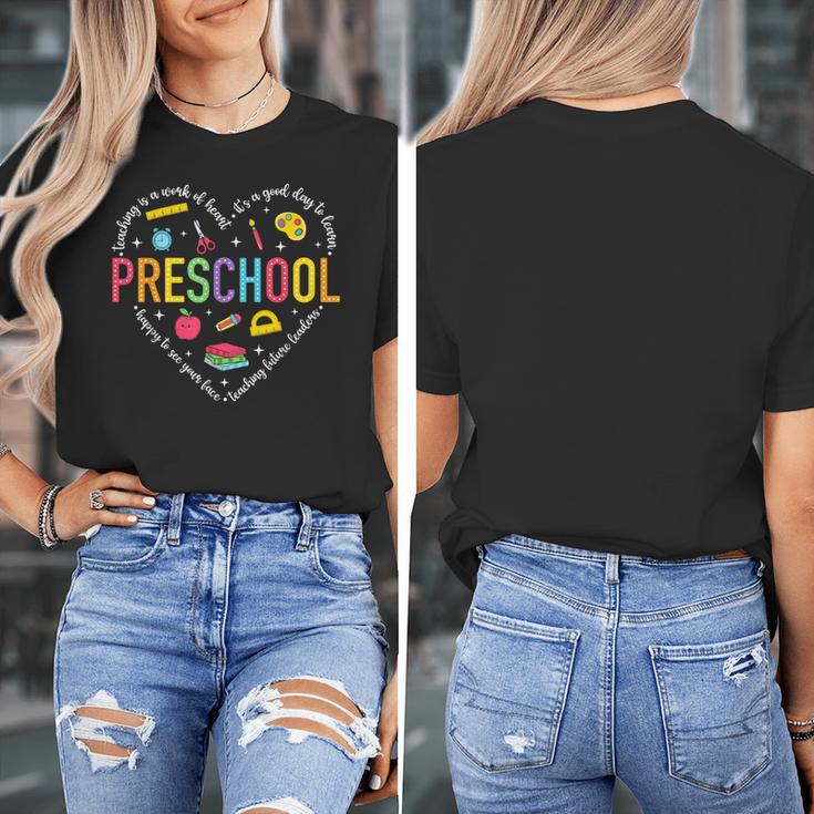 Preschool Teacher Pre-K Heart First Day Of Preschool Kids Women's T-Shirt, funny design Preschool Teacher Pre-K Heart First Day Of Preschool Kids Women's T-Shirt, funny design