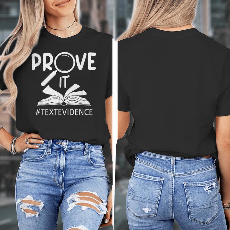 Prove It Text Evidences Reading Teacher First Day Of School Women's T-Shirt, funny design Prove It Text Evidences Reading Teacher First Day Of School Women's T-Shirt, funny design