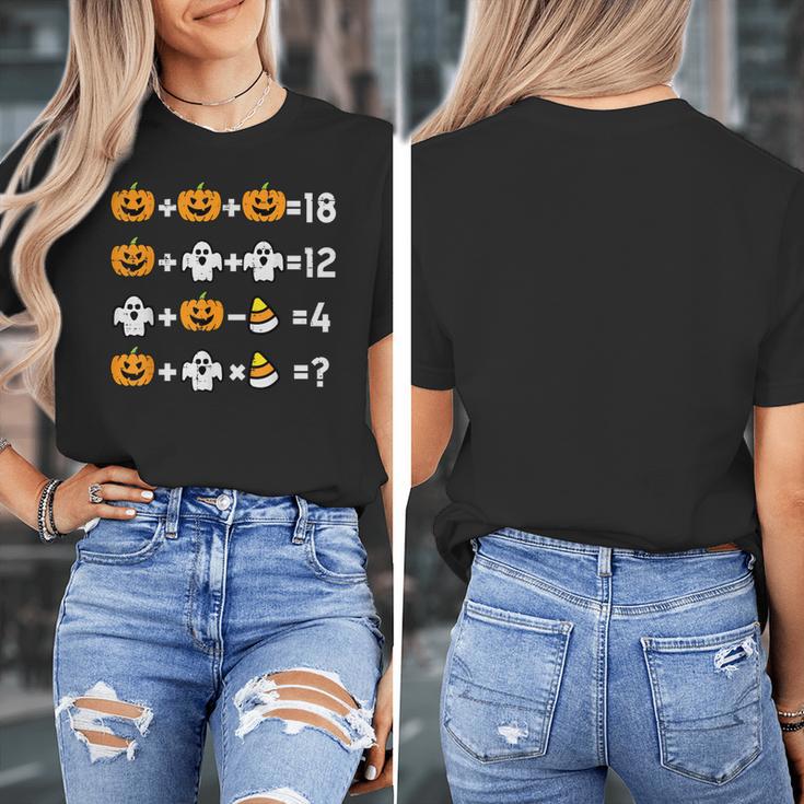 Pumpkin Ghost Equation Math Teacher Halloween Costume Women's T-Shirt, funny design
