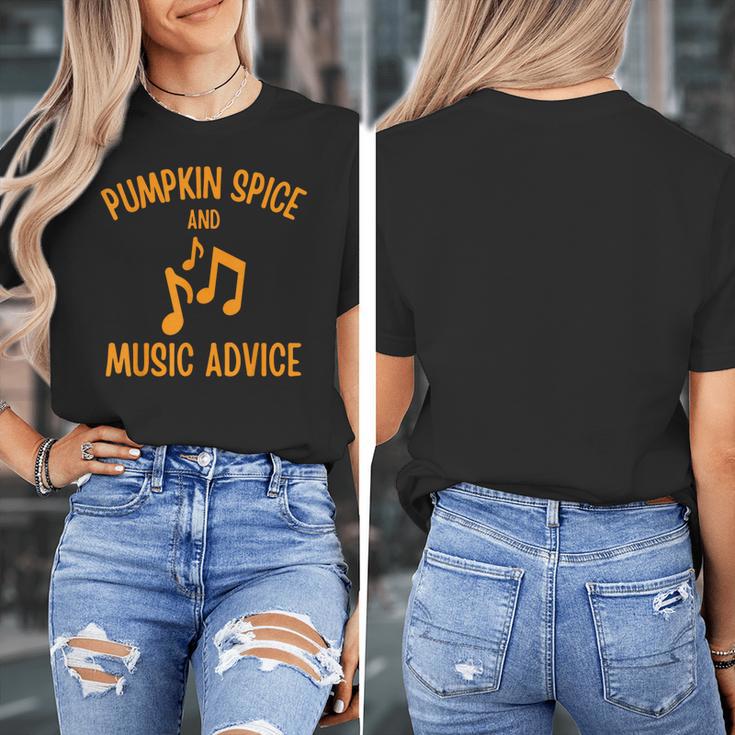 Pumpkin Spice And Music Advice Music Teacher Halloween Women's T-Shirt, funny design