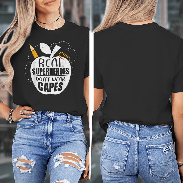 Real Superheroes Wear No Capes Teacher Design Teach Women's T-Shirt, funny design Real Superheroes Wear No Capes Teacher Design Teach Women's T-Shirt, funny design