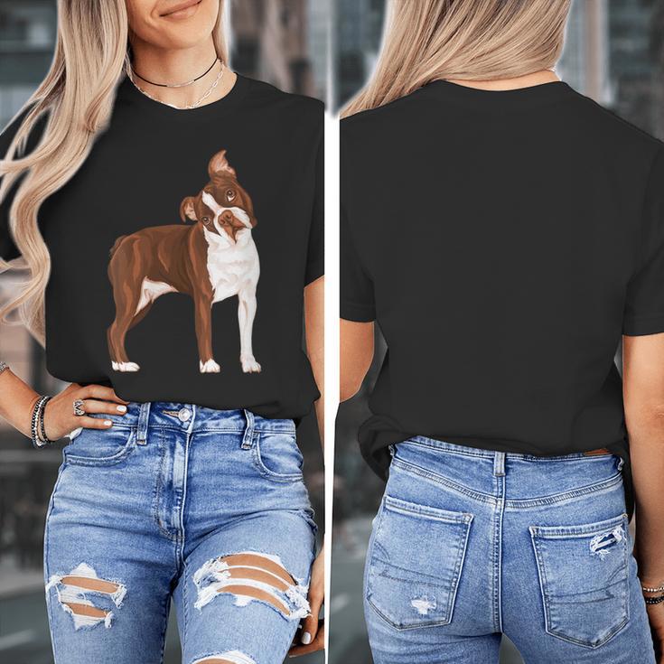 Red Boston Terrier Dog Women's T-Shirt, funny design