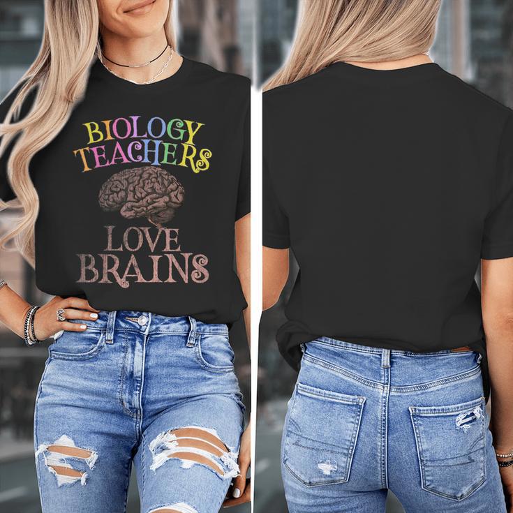 Retro BIOLOGY TEACHERS LOVE BRAINS This Is My Scary STEM Women's T-Shirt, funny design