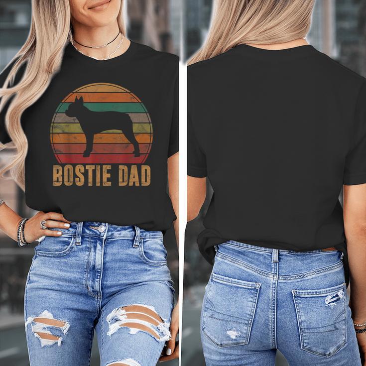 Retro Boston Terrier Dad Dog Owner Pet Bostie Father Women's T-Shirt, Couple Gifts, Boston Terrier Dad Gifts, funny design
