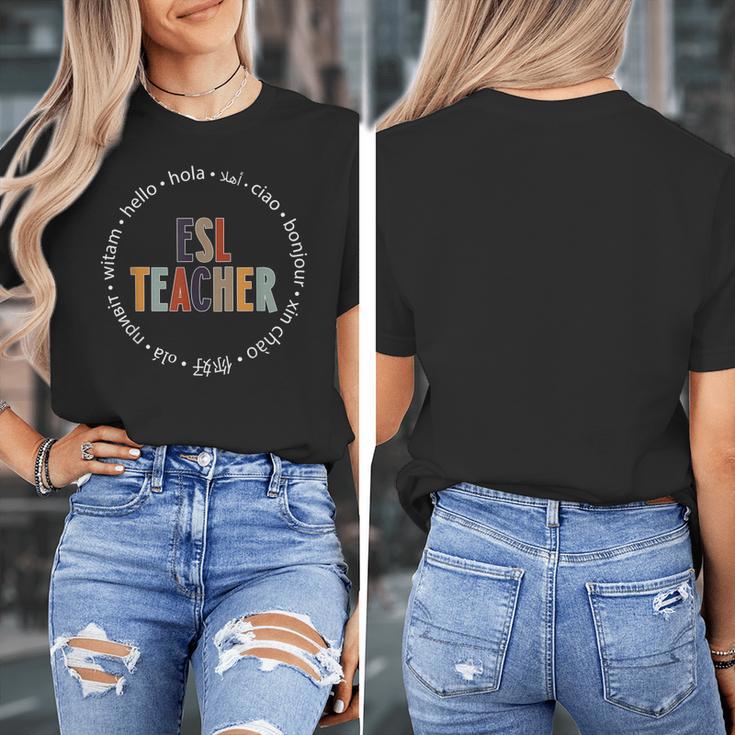 Retro ESL Teacher Teach Multilingual Learners Team Women's T-Shirt, Esl Teacher Gifts, funny design