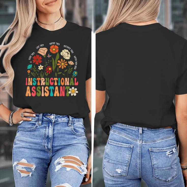 Retro Instructional Assistant Wildflowers Teacher Aide Women's T-Shirt, funny design Retro Instructional Assistant Wildflowers Teacher Aide Women's T-Shirt, funny design