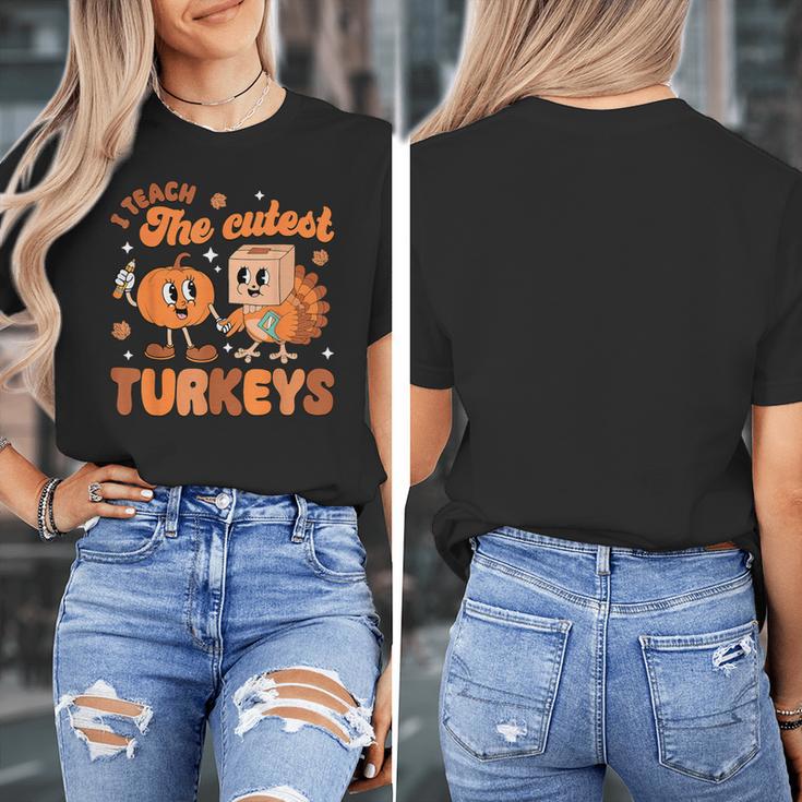 Retro I Teach The Cutest Turkey Thanksgiving Pumpkin Teacher Women's T-Shirt, funny design Retro I Teach The Cutest Turkey Thanksgiving Pumpkin Teacher Women's T-Shirt, funny design