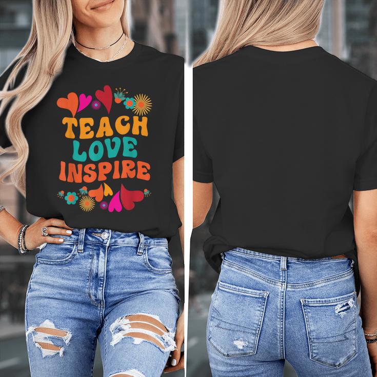 Retro Teach Love Inspire Back To School Teachers Women's T-Shirt, funny design