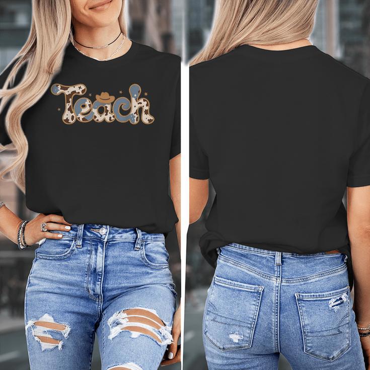 Retro Teacher Western Country Cowboy Cowgirl Back To School Women's T-Shirt, funny design