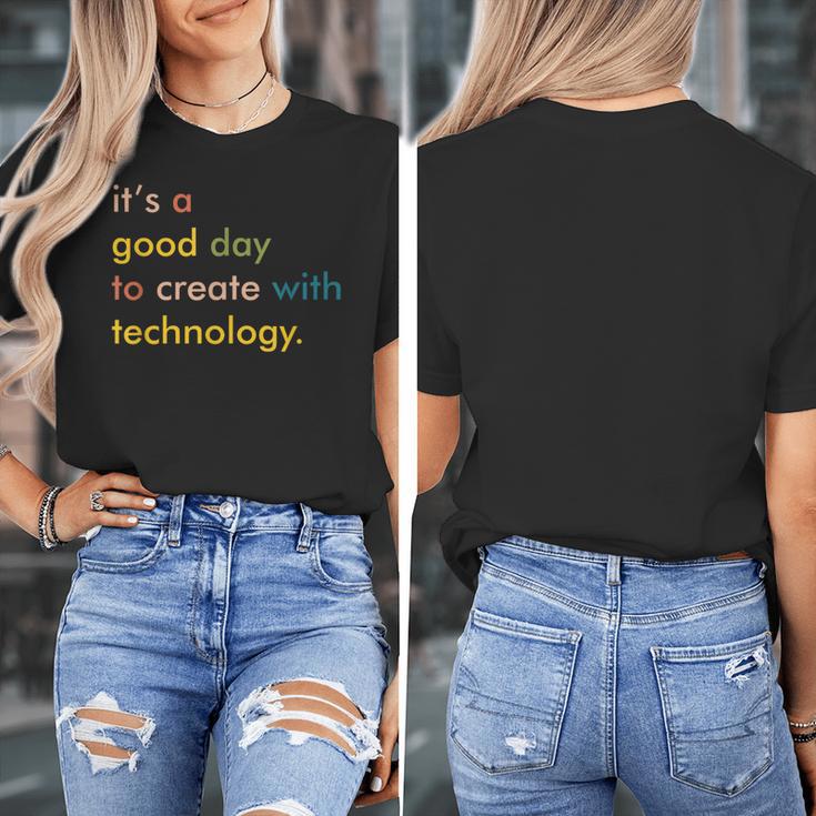 Retro Technology Teacher Shirt Tech Teacher Women's T-Shirt, funny design